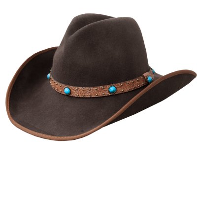 画像1: スカラ ブラウン&ターコイズ クラッシャブル ウール フェルト アウトバック ハット/Scala Crushable Wool Felt Outback Hat(Brown/Turquoise)
