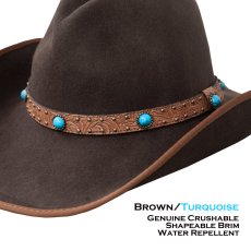 画像2: ブラウン&ターコイズ クラッシャブル ウール フェルト ハット/Crushable Wool Felt Hat(Brown/Turquoise) (2)