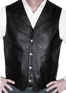 画像2: スカリー バッファロースナップ レザー ベスト（ブラック）/Scully Lamb Leather Vest(Black) (2)