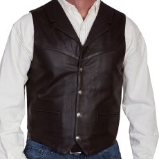 画像2: スカリー バッファロースナップ レザー ベスト（ブラウン）/Scully  Lamb Leather Vest(Brown) (2)