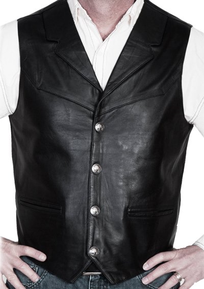 画像3: スカリー バッファロースナップ レザー ベスト（ブラック）/Scully Lamb Leather Vest(Black)