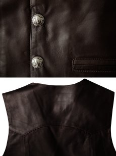 画像4: スカリー バッファロースナップ レザー ベスト（ブラウン）/Scully  Lamb Leather Vest(Brown) (4)