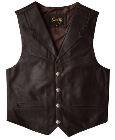 画像1: スカリー バッファロースナップ レザー ベスト（ブラウン）/Scully  Lamb Leather Vest(Brown)