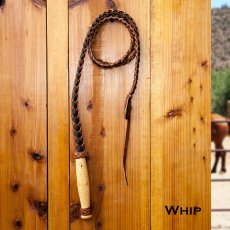 画像1: レザー製 ウィップ 牧場用むち 鞭（ブラウン・ブラック）6フィート/Whip (1)