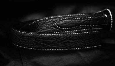 画像2: バッファロー アメリカンバイソン レザー 4ピース レンジャーベルト（ブラック）/American Bison Leather Belt(Black)