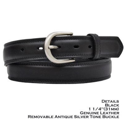 画像1: 31mm ブラック ベーシックスタイル レザーベルト（バックル付け替え可） /1 1/4" Genuine Leather Belt(Black)