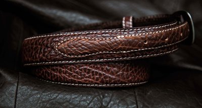 画像2: バッファローレザー 4ピース レンジャーベルト（ブラウン）/American Bison Leather Belt(Brown)
