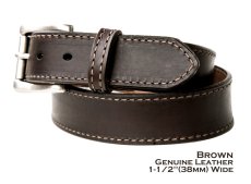 画像2: ウエスタン レザーベルト（4.3mm・ブラウン） /1 1/2" Genuine Leather Belt(Chocolate) (2)