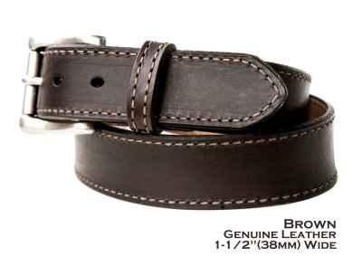 画像2: ウエスタン レザーベルト（4.3mm・ブラウン） /1 1/2" Genuine Leather Belt(Chocolate)