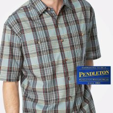 画像1: ペンドルトン 半袖 シャツ ブルー・マルーン・グレー（身幅57cm）/Pendleton Shortsleeve Santiam Shirt (1)