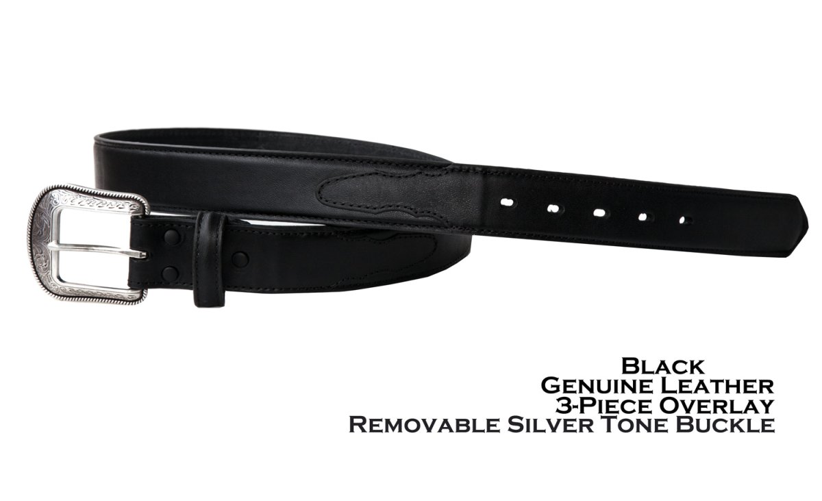 画像2: ウエスタン レザーベルト(4.3mm・ブラック) /1 1/2" Genuine Leather Belt(Black) (2)