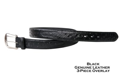 画像2: ウエスタン レザーベルト（オーストリッチ・ブラック） /3D 1 1/2" Genuine Leather Belt(Black/Ostrich)