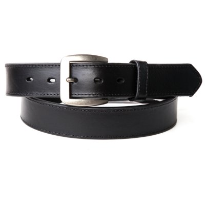 画像1: ブラック ウエスタン レザー ベルト/1 1/2" Genuine Leather Belt(Black)