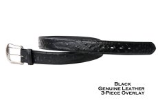 画像2: ウエスタン レザーベルト（オーストリッチ・ブラック） /1 1/2" Genuine Leather Belt(Black/Ostrich) (2)