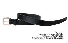 画像3: ブラック ウエスタン レザー ベルト/1 1/2" Genuine Leather Belt(Black) (3)