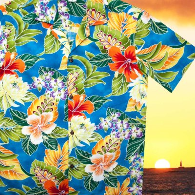 画像1: アロハシャツ ハワイアンシャツ（ブルー）/Aloha Shirt
