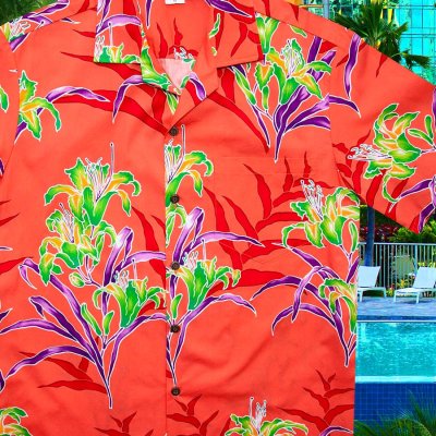 画像1: アロハシャツ ハワイアンシャツ（コーラル）/Aloha Shirt