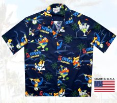 画像2: アロハシャツ ハワイアンシャツ（ネイビー）L（身幅61cm・XL（身幅66cm）/Aloha Shirt (2)