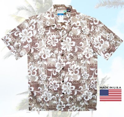 画像1: アロハシャツ ハワイアンシャツ リバースプリント（ブラウン）/Aloha Shirt