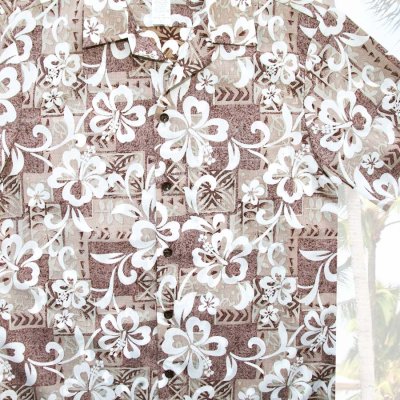 画像2: アロハシャツ ハワイアンシャツ リバースプリント（ブラウン）/Aloha Shirt