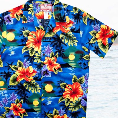 画像1: RJC ロバート・J・クランシー アロハシャツ ハワイアンシャツ ハイビスカス（ロイヤルブルー）/RJC ROBERT J. CLANCEY Aloha Shirt(Royal Blue)