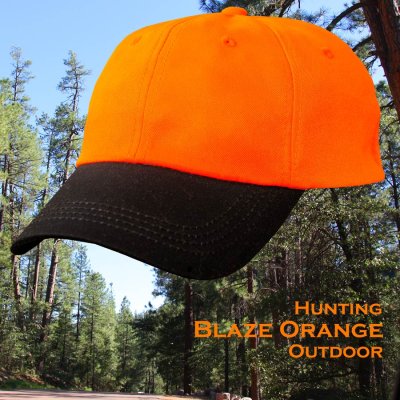 画像1: ブレイズオレンジ ハンティング ワックスコットン キャップ（ブレイズオレンジ・ダークブラウン）/Blaze Orange Hunting Cap(Blaze Orange/Brown)