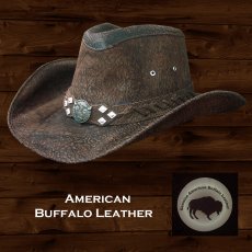 画像1: アメリカン バッファロー レザー バッファロー コンチョ カウボーイハット（ブラウン）/Genuine American Buffalo Leather Western Hat(Chocolate) (1)
