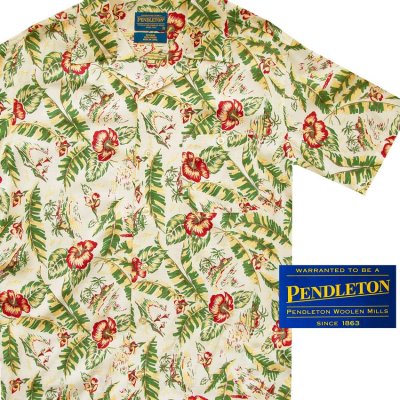 画像1: ペンドルトン リゾート シャツ（半袖・ハイビスカスフローラル）ラージサイズあり/Pendleton Short Sleeve Shirt