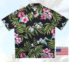 画像2: カラヘオ レーヨン アロハシャツ 花柄（ブラック）ラージサイズ/Kalaheo Rayon Aloha Shirt(Black) (2)