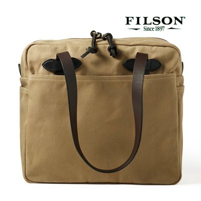 画像1: フィルソン トートバッグ（ファスナー付き/カーキ）/Filson Tote Bag with Zipper(Tan)