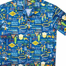 画像1: アロハシャツ ハワイ ワイキキ ビーチ・ノースショア サーフィン（ブルー）L/Aloha Shirt  Hawaii (1)