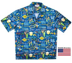 画像2: アロハシャツ ハワイ ワイキキ ビーチ・ノースショア サーフィン（ブルー）L/Aloha Shirt  Hawaii (2)
