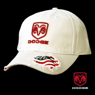画像1: ダッジ ロゴ&アメリカ国旗 刺繍  ビンテージ キャップ/Dodge Trucks Cap(Stone)