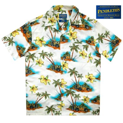 画像1: ペンドルトン リゾート シャツ（半袖・アイボリー ウッディートロピカルプリント）/Pendleton Short Sleeve Camp Shirt(Ivory)