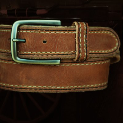 画像1: ラギッド ステッチ サドルレザー ベルト（ブラウン）/Leather Belt(Brown)