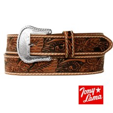 画像1: トニーラマ フローラル ツールド ベルト（タン）/Tony Lama Floral Tooled Leather Belt(Tan) (1)