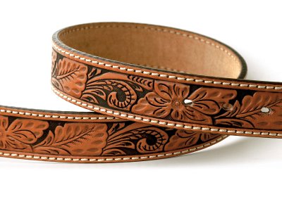 画像2: トニーラマ フローラル ツールド ベルト（タン）/Tony Lama Floral Tooled Leather Belt(Tan)