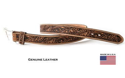 画像2: トニーラマ フローラル ツールド ベルト（ブラウン）/Tony Lama Floral Tooled Leather Belt(Brown)