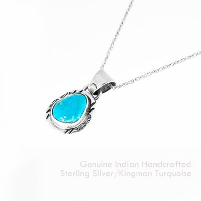 画像1: ナバホ インディアン アリゾナ州 キングマン ターコイズ スターリングシルバー ペンダント トップ/Navajo Kingman Turquoise Sterling Silver Pendant