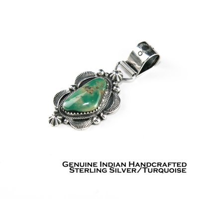 画像1: ナバホ  インディアン ネバダ州 キャリコレイク ターコイズ スターリングシルバー ペンダント トップ/Navajo Calico Lake Turquoise Sterling Silver Pendant