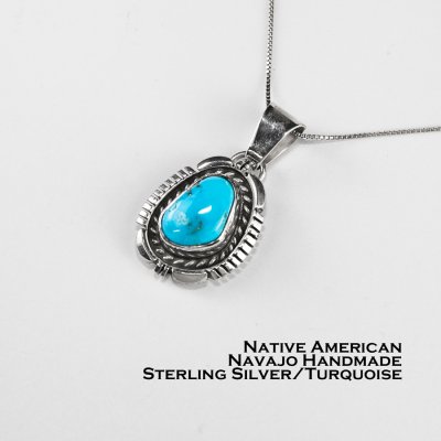画像1: ナバホ ターコイズ スターリングシルバー ペンダント トップ/Navajo Turquoise Sterling Silver Pendant