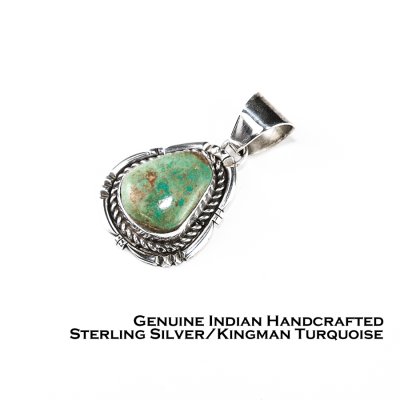 画像1: ナバホ  キングマン ターコイズ スターリングシルバー ペンダント トップ/Navajo Kingman Turquoise Sterling Silver Pendant