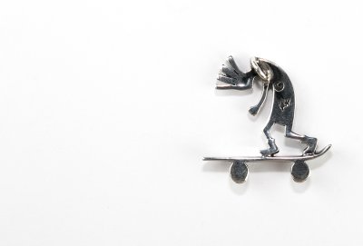 画像2: ココペリ スケートボーダースターリングシルバー ペンダント トップ/Kokopelli Skateboarder Sterling Silver Pendant