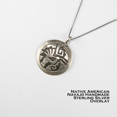 画像1: ネイティブアメリカン ナバホ族 ココペリ オーバーレイ スターリングシルバー ペンダント トップ/Native American Navajo Kokopelli Sterling Silver Pendant 