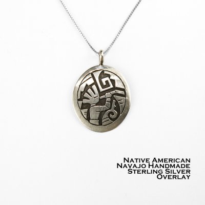 画像1: ナバホ族作 ココペリ オーバーレイ スターリングシルバー ペンダント トップ/Native American Navajo Kokopelli Sterling Silver Pendant 
