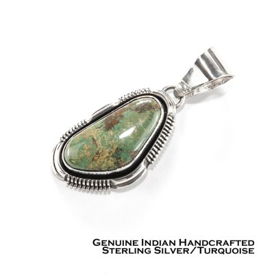画像1: ナバホ  ターコイズ スターリングシルバー ペンダント トップ/Navajo Turquoise Sterling Silver Pendant