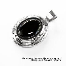 画像1: ナバホ  オニキス スターリングシルバー ペンダント トップ/Navajo Onyx Sterling Silver Pendant (1)