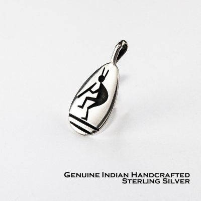 画像1: ホピ オーバーレイ スターリングシルバー ココペリ ペンダント トップ/Native American Hopi Sterling Silver Overlay Kokopelli Pendant