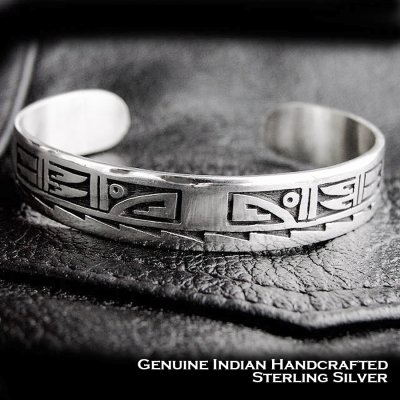 画像1: ホピ ハンドメイド シルバー ブレスレット/Native American Hopi 925 Sterling Silver Bracelet 