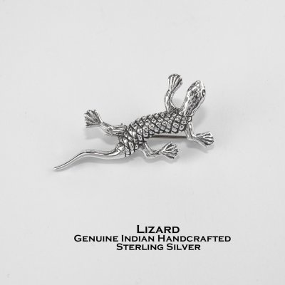 画像1: リザード トカゲ インディアンジュエリー アメリカ 先住民族 ナバホ族 スターリングシルバー ブローチ/Native American Navajo Sterling Silver Lizard Brooch